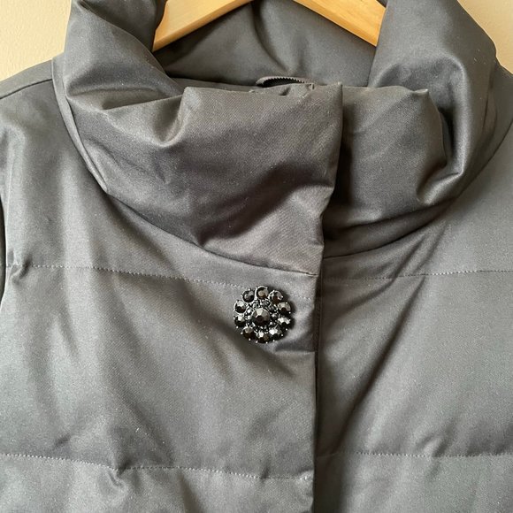 Kate Spade Black Jewel Button Puffer Coat Size 12 - Picture 2 of 13